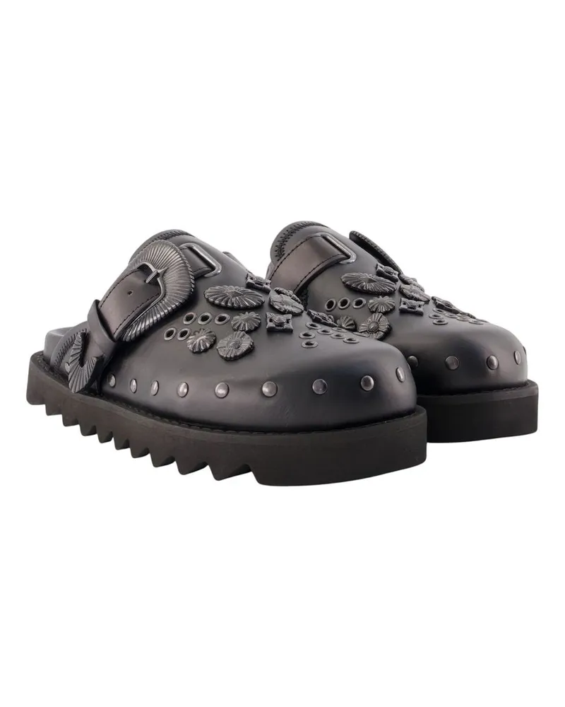 Toga Women's Aj1058 Mules -  Black Leather Cowhide Shoes Black