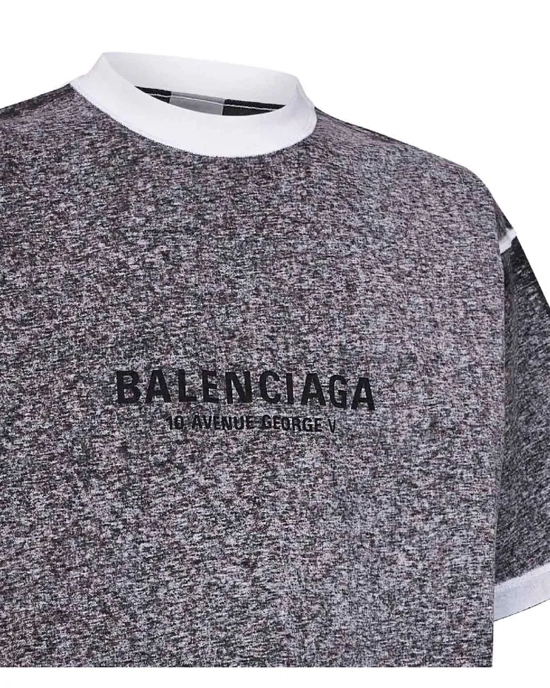 Balenciaga Men's T-Shirt Regular Fit Heathered Black Cotton T-Shirts And Polos Black