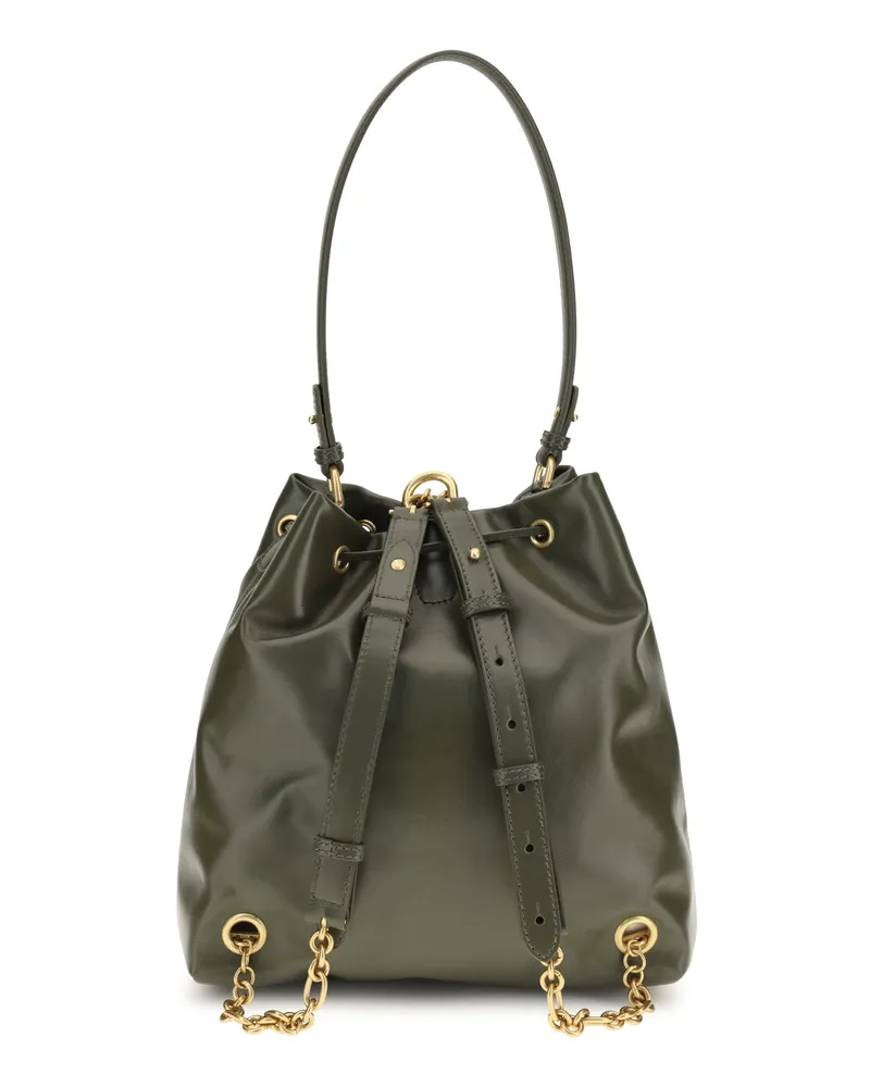 Balmain Women's Pulse Backpack Calfskin 7as Dark Olive Calf Leather Bos Taurus Backpacks Green