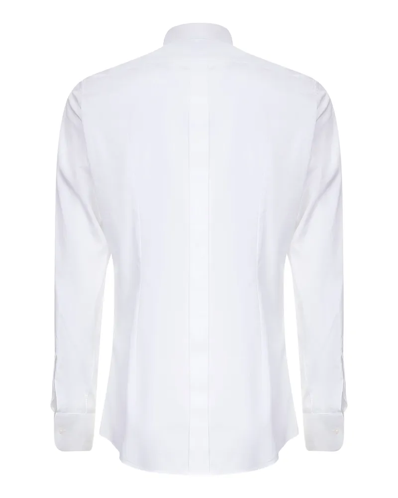 Dolce & Gabbana Men's Shirt Gold Tuxedo White Cotton Poplin White