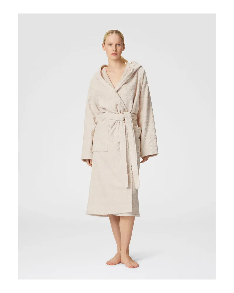 Missoni Home Unisex Hooded Bathrobe White Cotton Towels & Bath Robes White