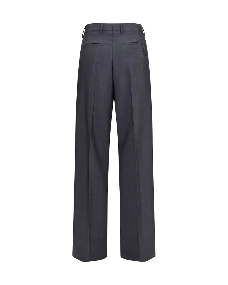 Miu Miu Women's Gray Wool Oves Aries Dress Pants Gray