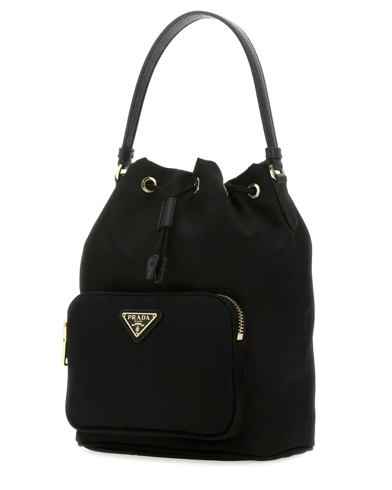 Prada Women's Black Re-Nylon Duet Bucket Bag Nero Poliammidericiclata-Vitello Borse A Secchiello Black