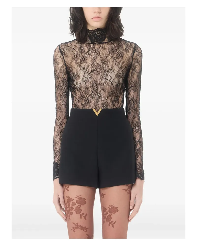 Valentino Garavani Floral Lace Bodysuit — Black Black