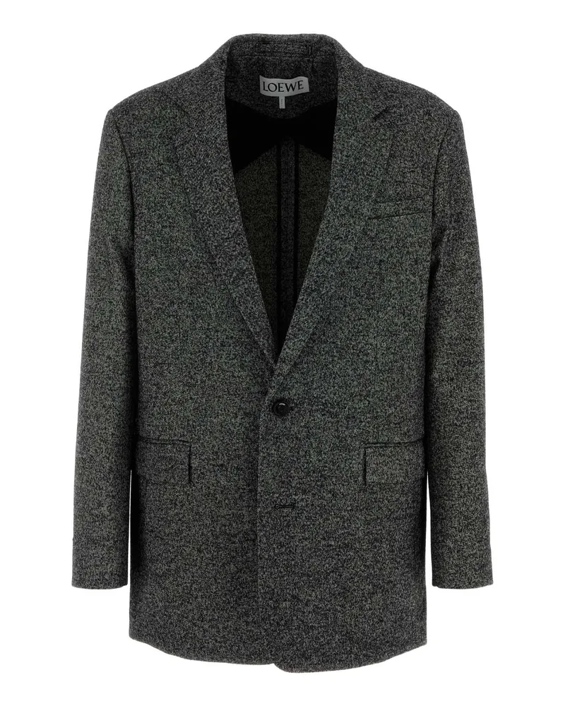 Loewe Wool-Blend Two-Tone Blazer — Gray Gray