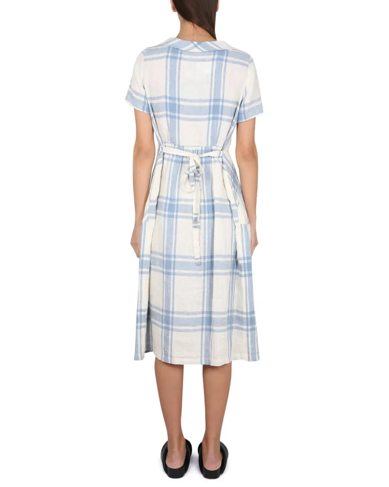 ASPESI Adjustable Drawstring Midi Dress — Blue Blue