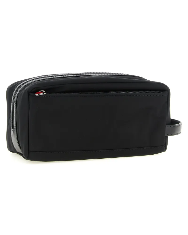 Kiton Structured Leather-Trimmed Travel Wallet — Black Black