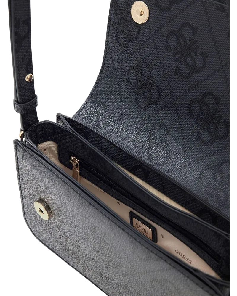 Guess Women's Crossbody Bag Coal Logo Polyurethane - Crossbody-Bags Black