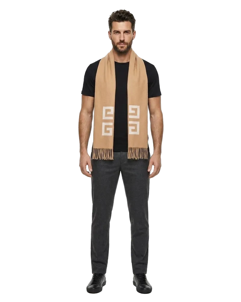 Givenchy Bicolor Virgin Wool Scarf — Beige Beige