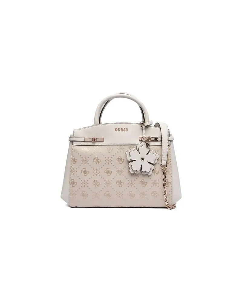 Guess Women's Satchel Bag Off White Logo Polyester - Satchel-Bags White