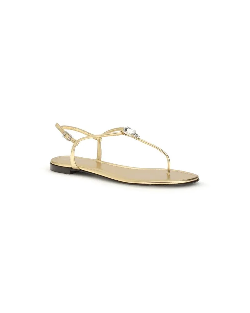 Giuseppe Zanotti Women's Gold Calf Leather Bos Taurus Flat Sandals Gold