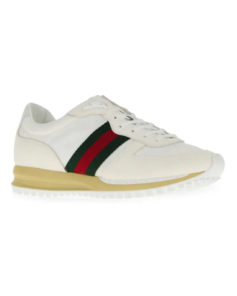 Gucci Men's White Original Gg Fabric And Suede  Re-Motion Sneakers Gwgwgrggwgrg White