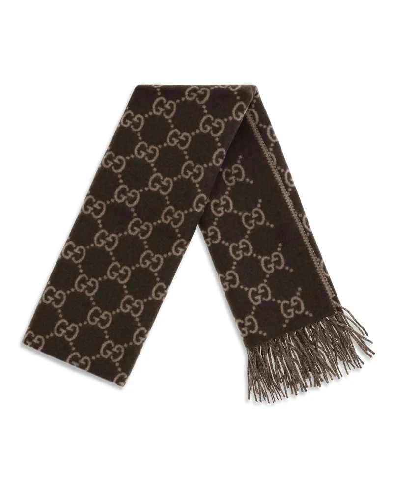 Gucci Men's Gg Cashmere Scarf Brown-Beige Kashmir-Capra Hircus Brown/beige Kashmir/capra Scarfs Brown