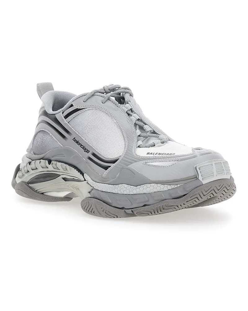 Balenciaga Men's Sneakers Triples 2 Grey Leather Trim Polyurethane Trainers Gray
