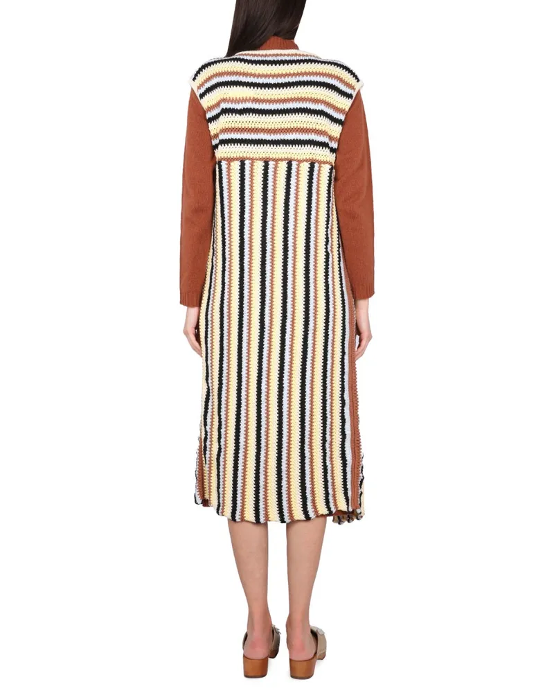ALYSI Striped Cotton Blend Vest — Multicolor Multicolor