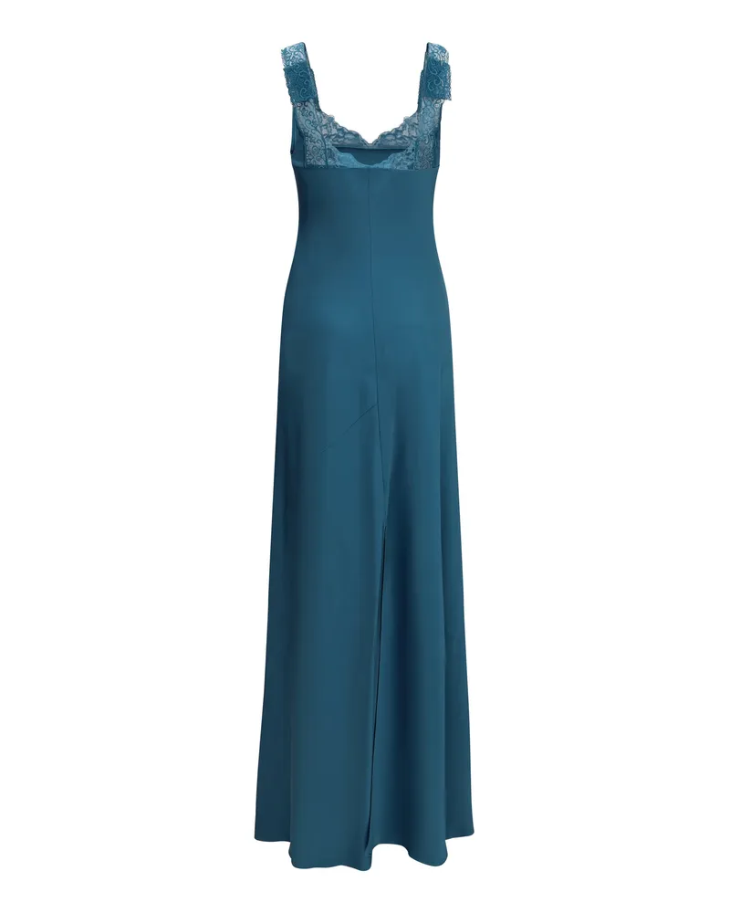 forte_forte Women's Satin Maxi Dress With Lace Trims Jade Acetate; Viscose Jade