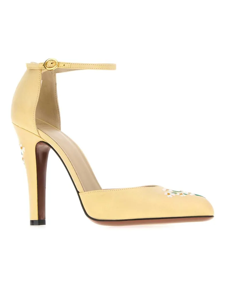 Valentino Garavani Women's Yellow Fabric Hi Dolly Pumps Ochre Silk Scarpe Con Tacco Yellow