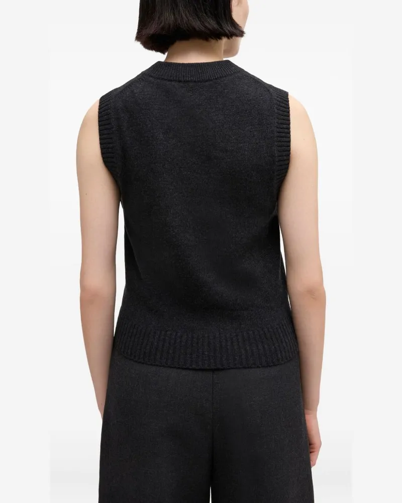 Ganni Graphic Wool-Knit Tank Top — Black Black
