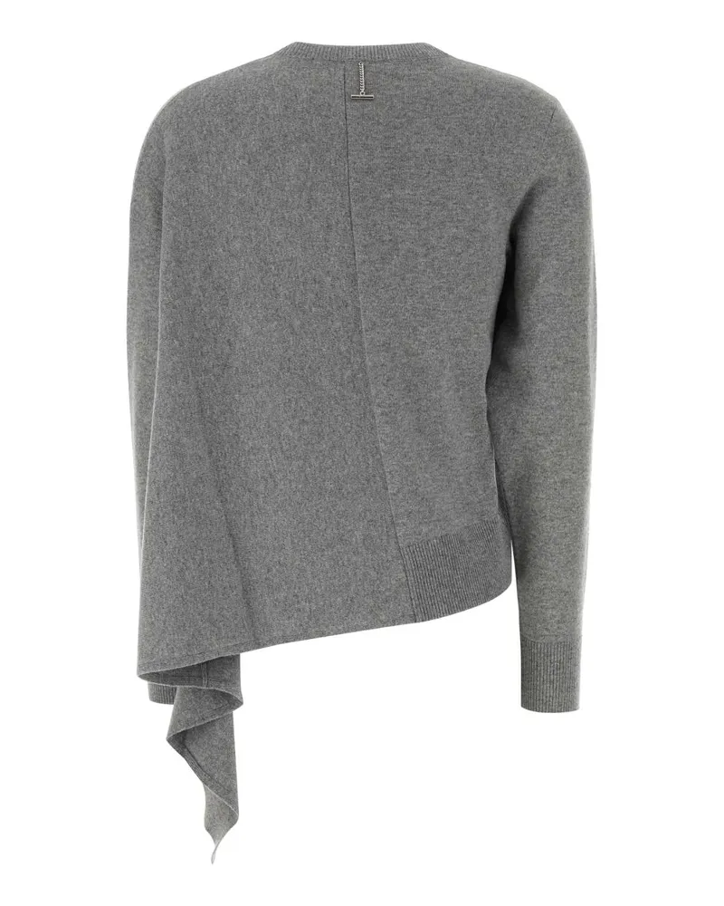 Alexander McQueen Women Grey Cashmere Blend Sweater Palegreymelange Asymmet Crwnk Jumper Maglieria Gray