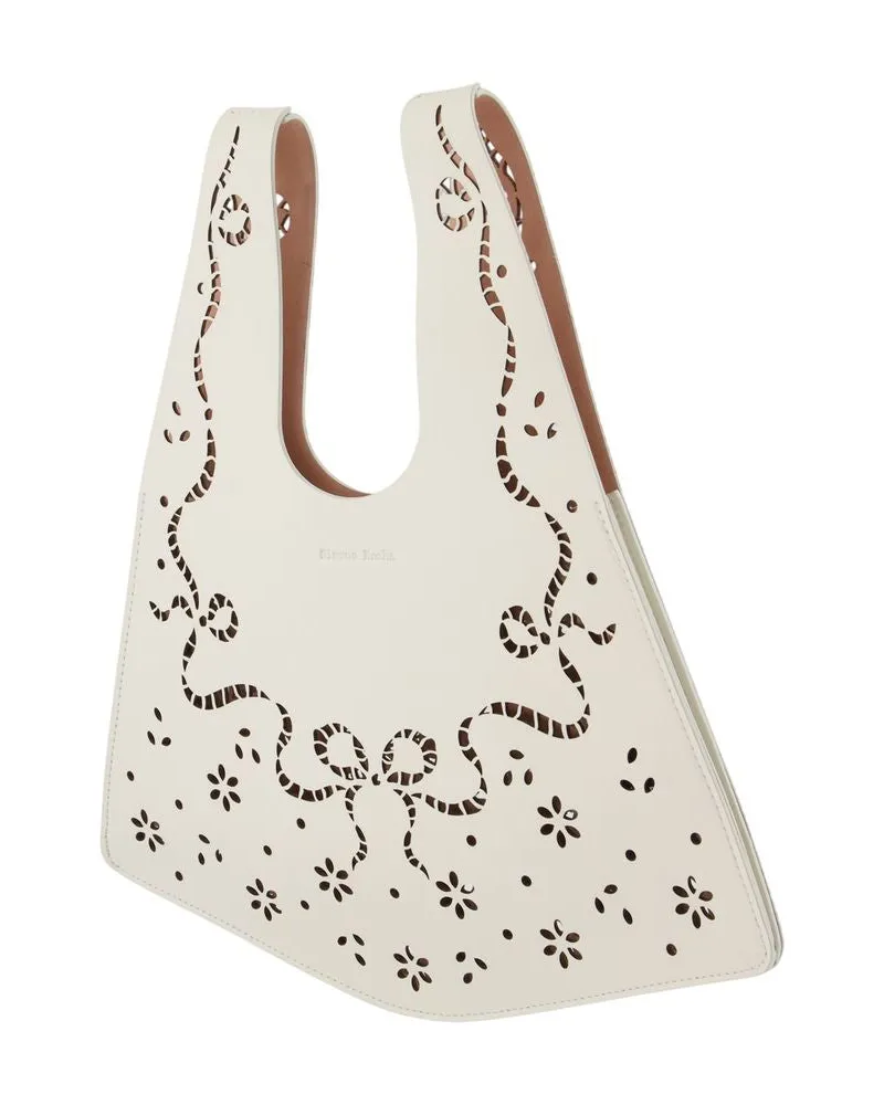 Simone Rocha Women's Mini Lasercut Shopper Bag -  Leather Ivory Calfskin Totes-Shopping-Bags Ivory