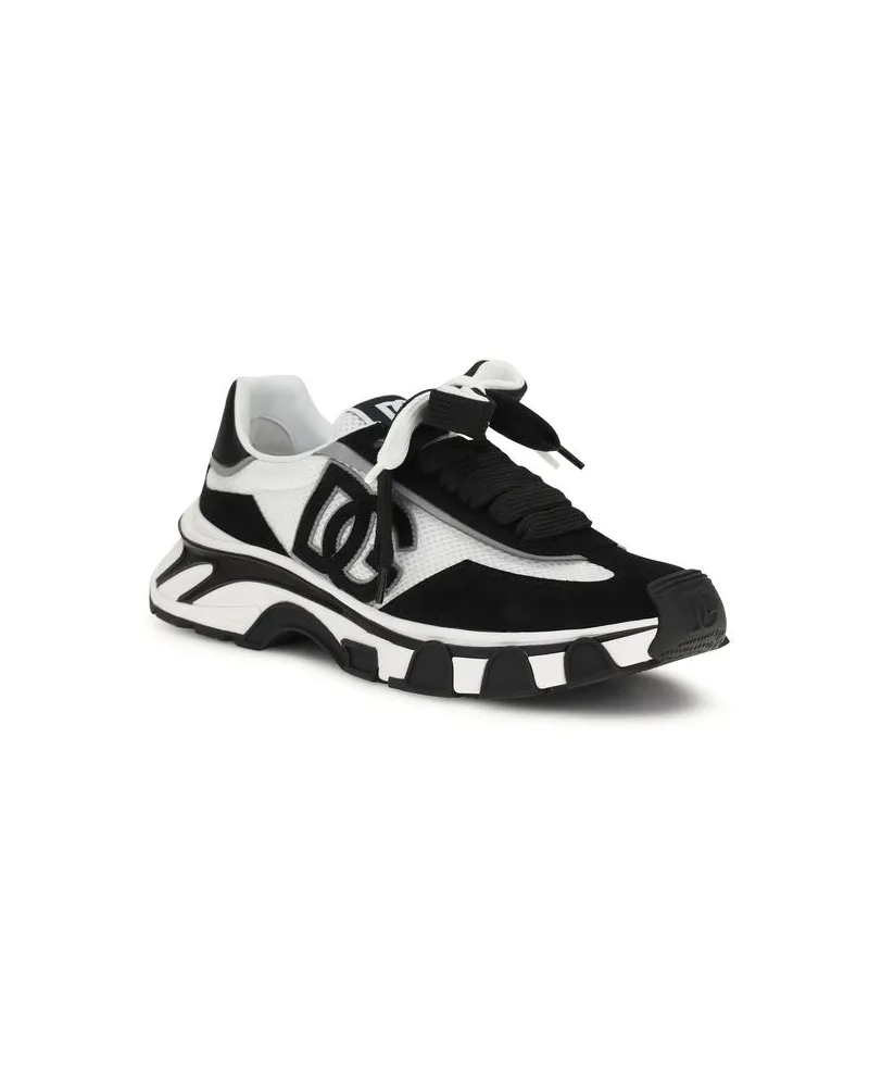 Dolce & Gabbana Men's Black Calf Leather Bos Taurus Athletic Sneakers Black