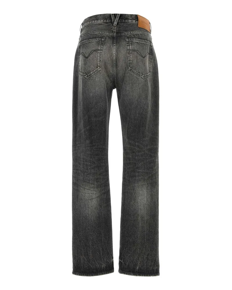Versace Men's Black Denim Jeans Mediumgrey Exterior: Cotton Gray