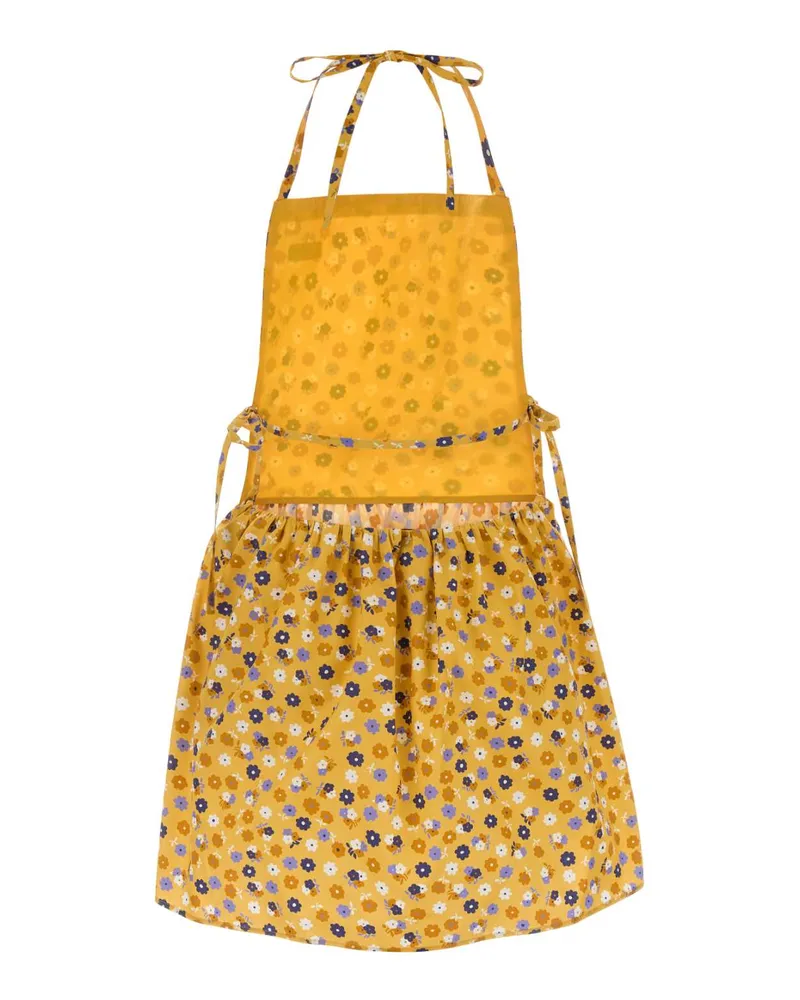 Miu Miu Women's Printed Poplin Mini Dress Gialloviola Exterior: Cotton Abiti Yellow