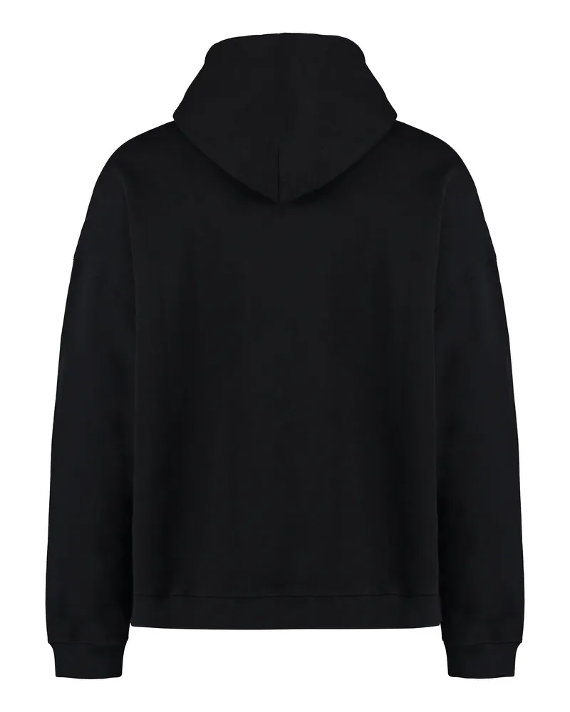 Palm Angels Men's Cotton Hoodie With Ribbed Hem Black Jumpers Sweater Black
