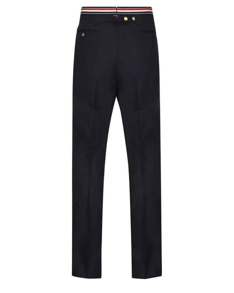Thom Browne Wool With Hidden Closure Trousers — Blue Blue