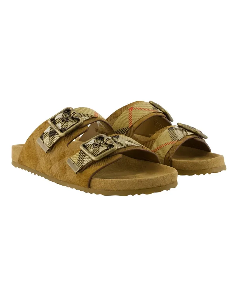 Burberry Women's Lf Urchin Sandals -  Leather Brown Beige Calfskin Shoes Beige