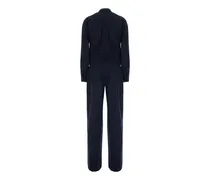 Flannel V-Neck Jumpsuit — Blue