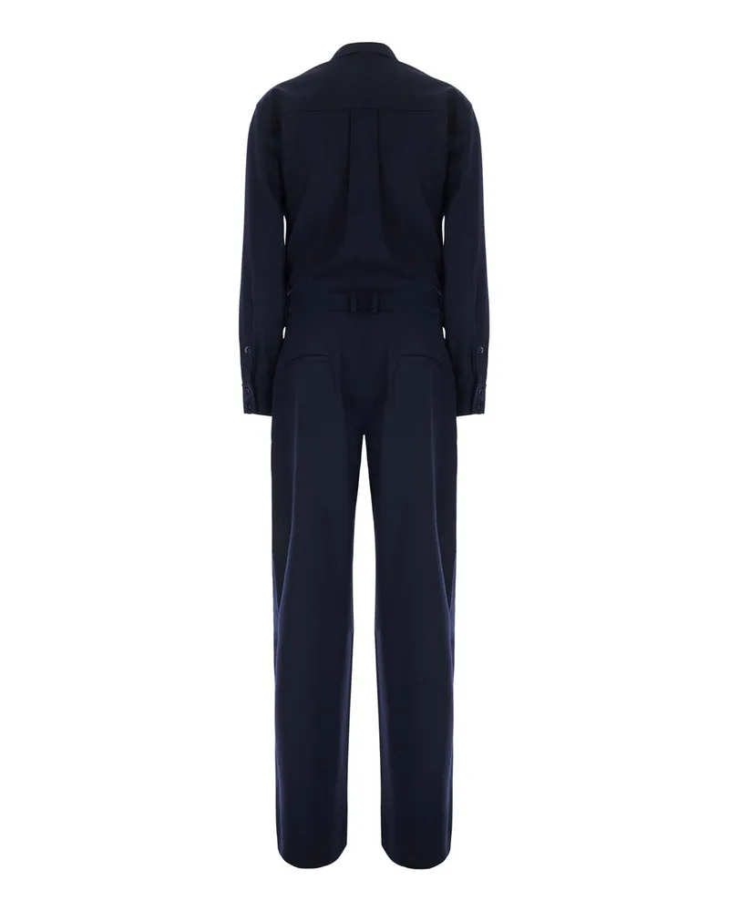 PT TORINO Flannel V-Neck Jumpsuit — Blue Blue
