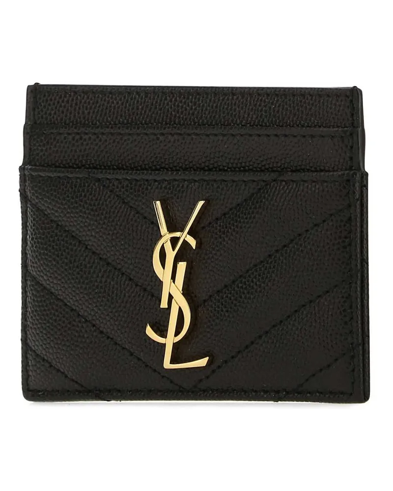 Saint Laurent Women's Black Leather Card Holder 1000 Portafogli Wallet Black