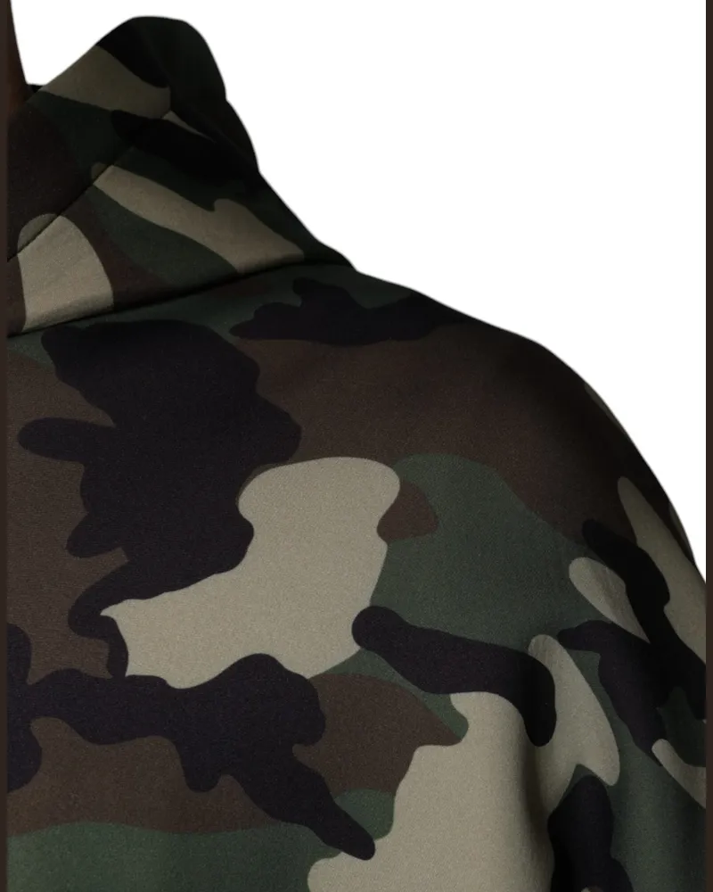 Dolce & Gabbana Men's Multicolor Camouflage Hooded Sweatshirt Sweater Polyester Cotton Elastane Clothing Green