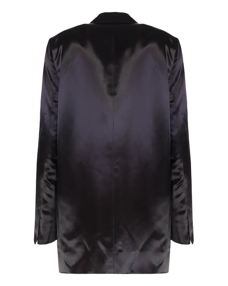Dries van Noten Women Jacket Satin Double-Breasted Dark Purple Viscose Blazers Purple