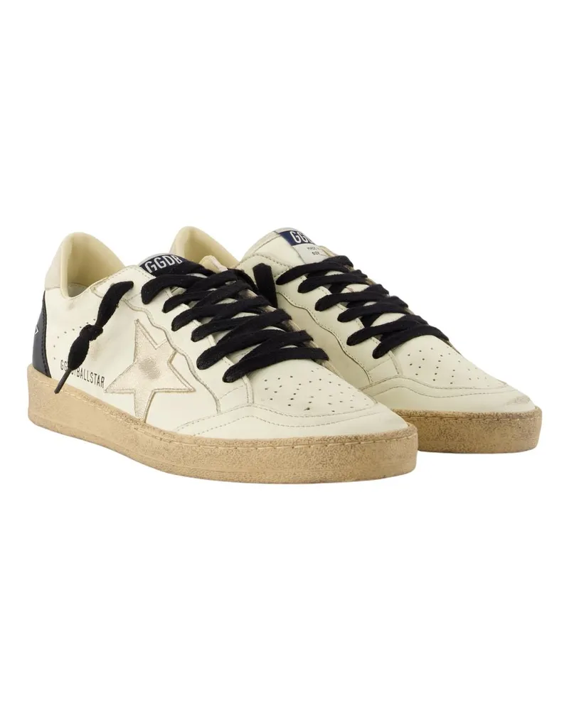 Golden Goose Men's Ballstar Sneakers -  Leather Beige Calfskin Shoes Beige