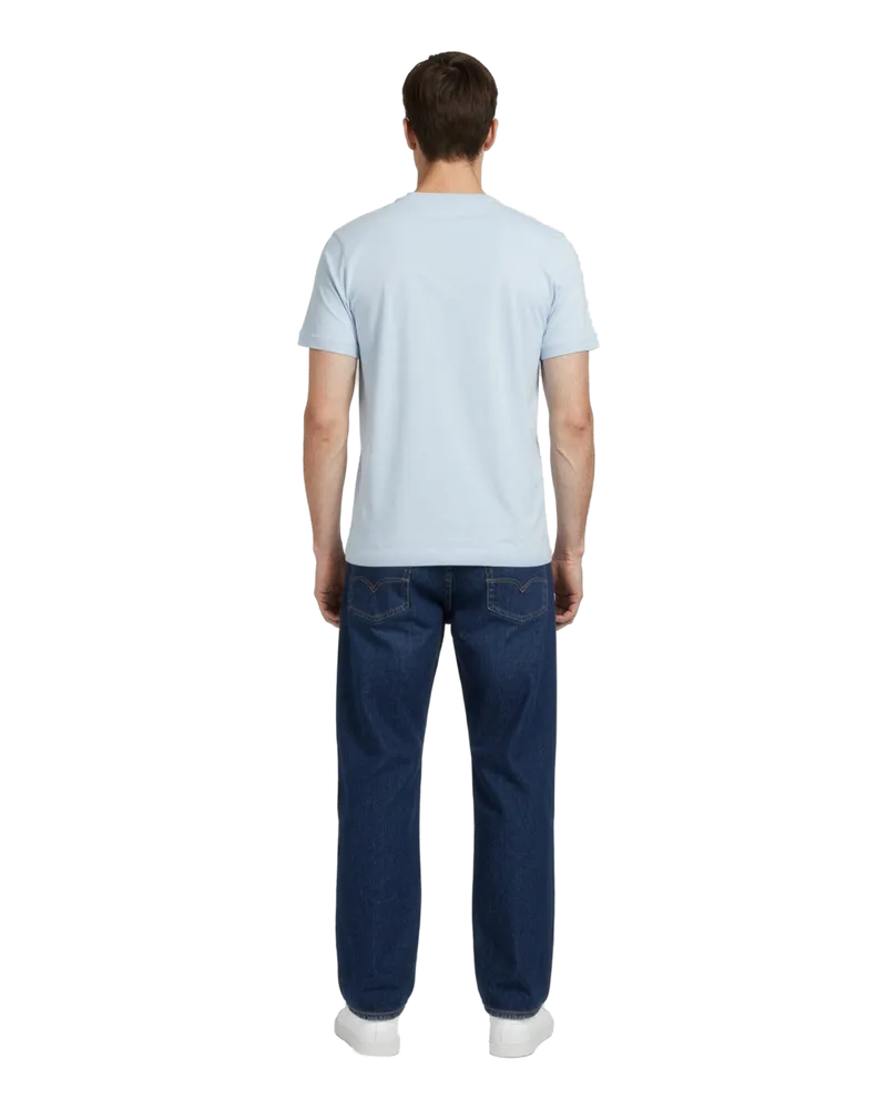 Balmain Men Bicolor Cotton T-Shirt Blue