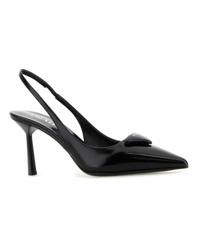 Prada Women's Black Leather Pumps Nero Scarpe Con Tacco High Heel Shoes 