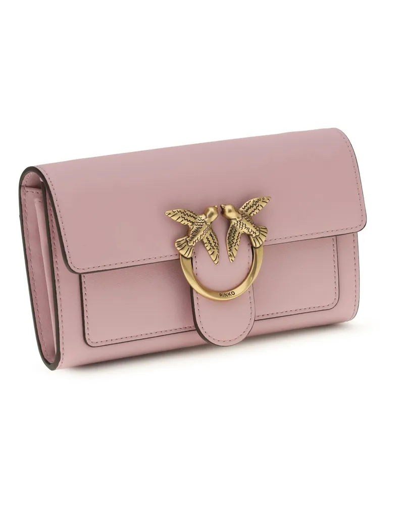 Pinko Women's Love One Wallet Rosa Chiaro-Antique Gold Calf Leather Bos Taurus Pink