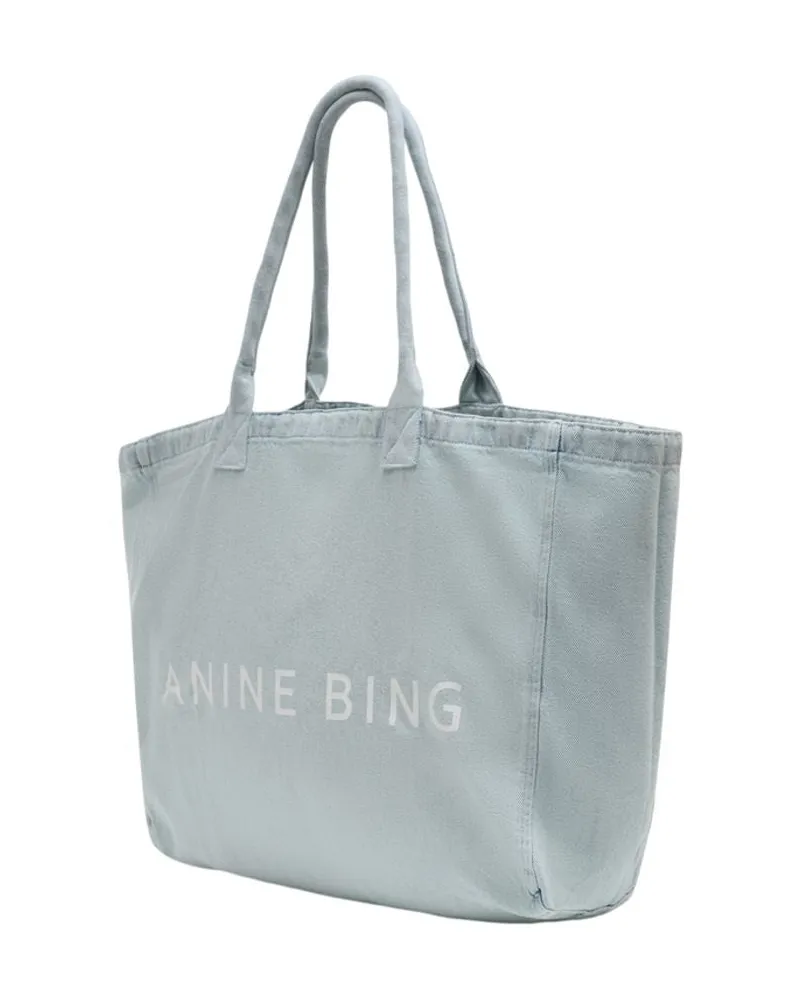 Anine Bing Women's Leo Denim Tote Shopper Bag -  Cotton Blue Totes-Shopping-Bags Blue