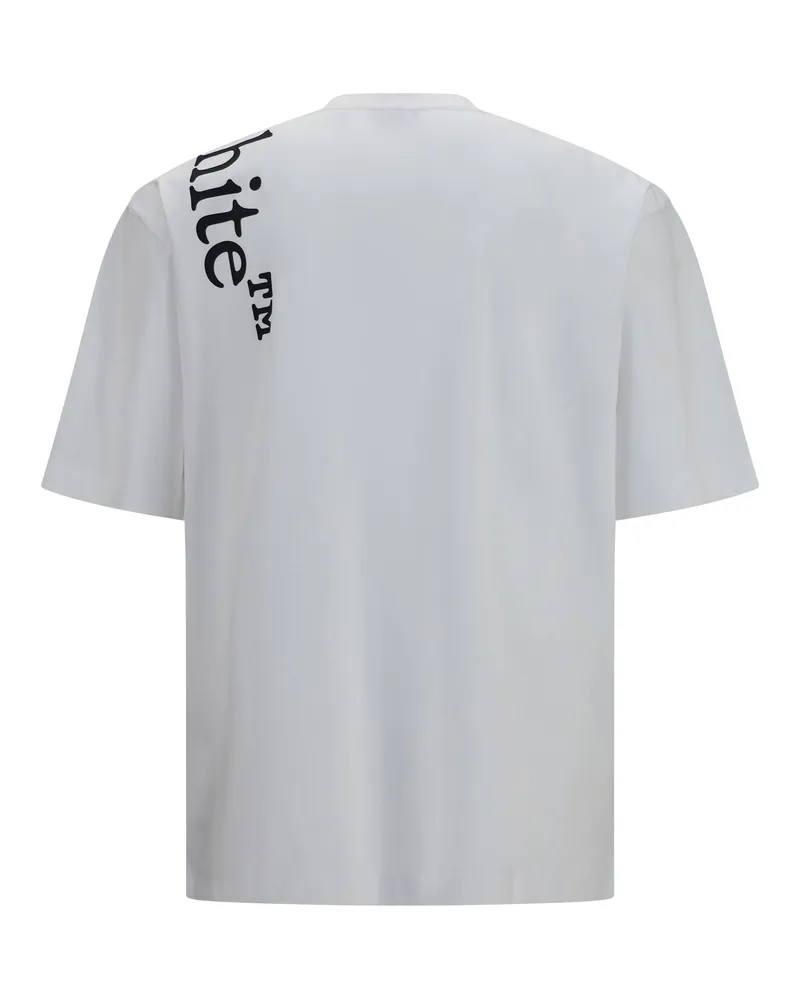 OFF-WHITE Men Vertical Bookish Skate T-Shirt White Cotton T-Shirts And Polos White