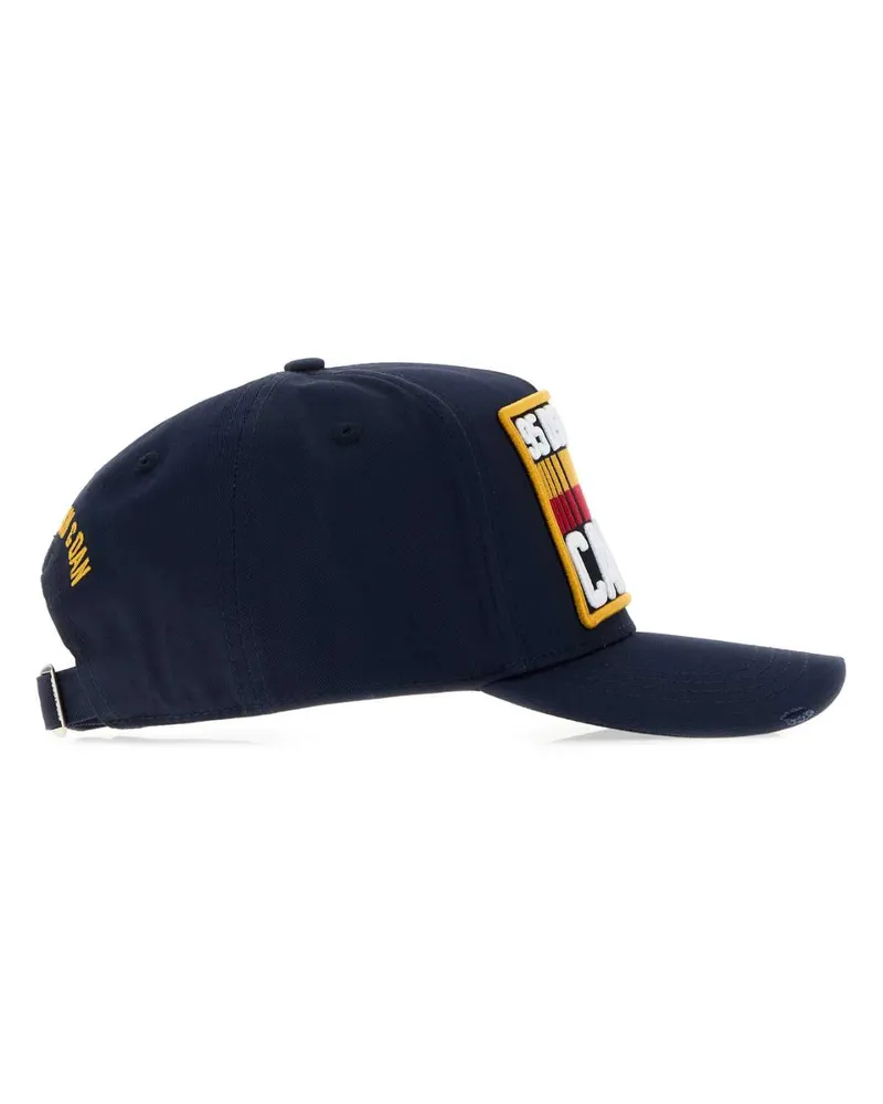 Dsquared2 Men's Navy Blue Gabardine D2 Baseball Cap 3073 Exterior: Cotton Cappelli Hat Navy