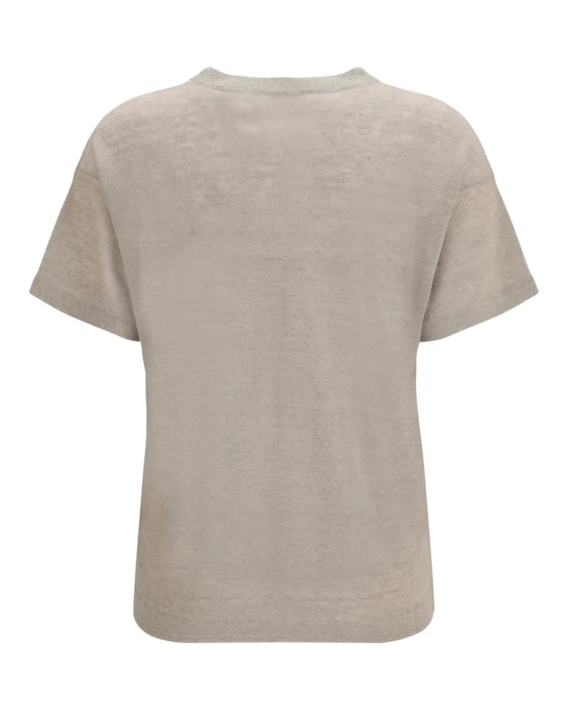 Brunello Cucinelli Women's Crewneck Short-Sleeve T-Shirt Lessivé Linen; Polyamide T-Shirts And Polos Lessivé