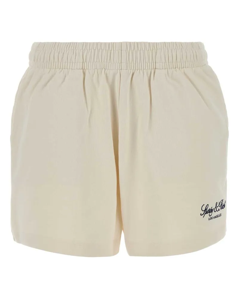 SPORTY & RICH Women's Ivory Cotton Shorts Ecru Exterior Beige