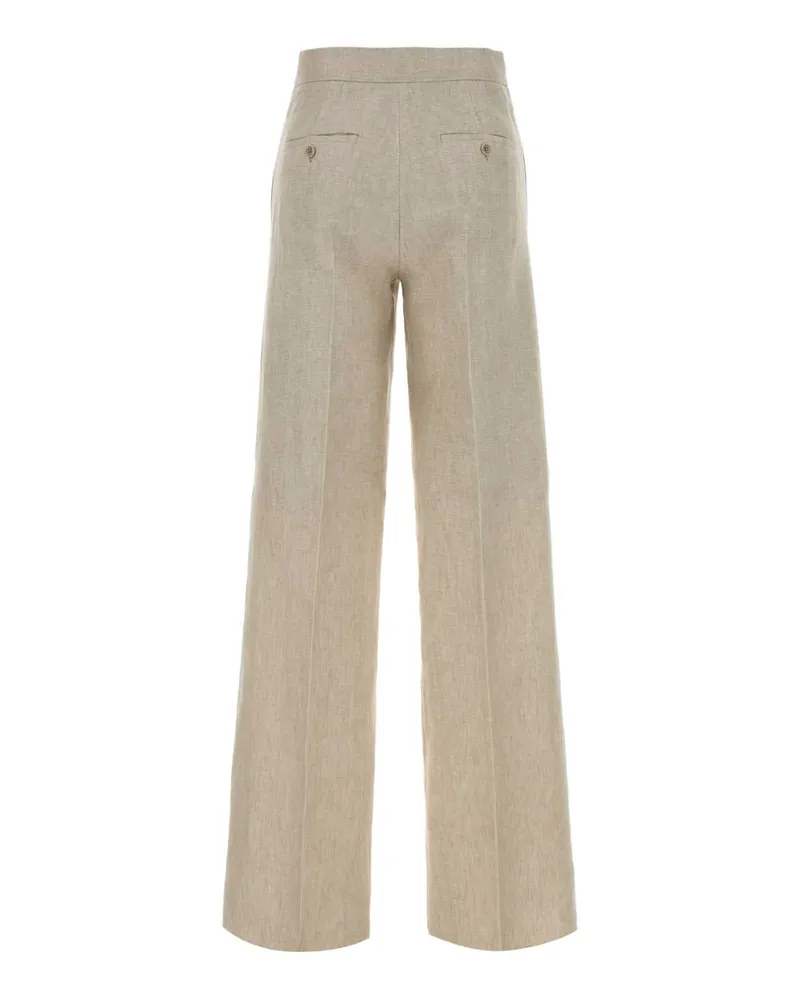 Max Mara 2611131233600 002 Marrone Grigio Sfumato Exterior: Linen Pantaloni Trousers Beige