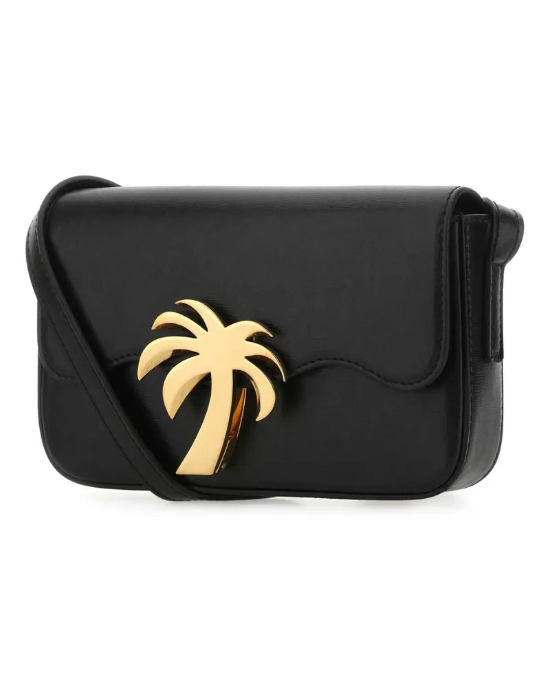 Palm Angels Women's Black Leather Palm Beach Bridge Crossbody Bag Blackgold Borse A Tracolla Black