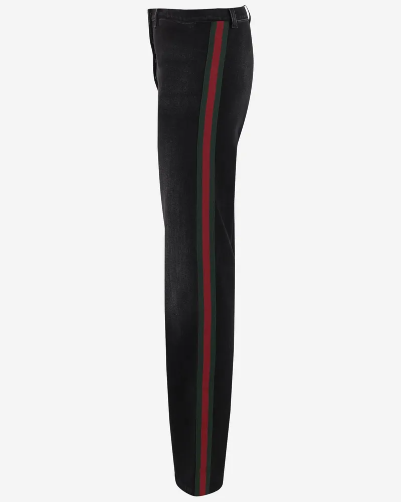 Gucci Men's Cotton Denim Jeans With Web Detail Black Black