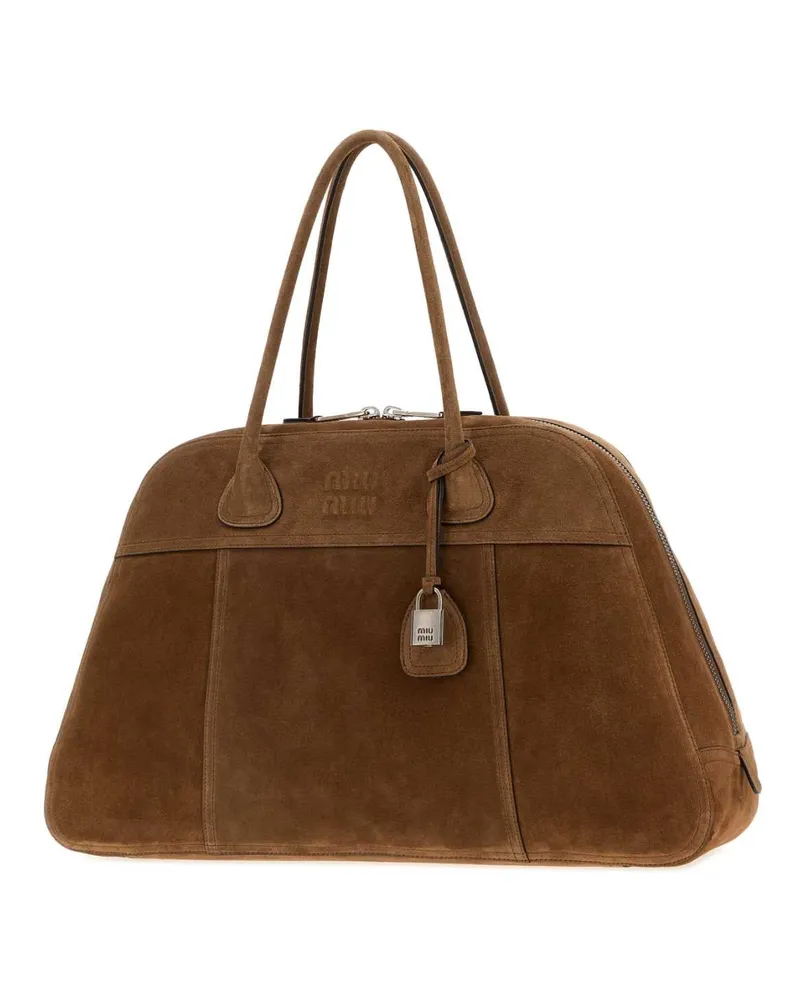 Miu Miu Women's Brown Suede Vivant Shopping Bag Cacao Borse A Mano Brown