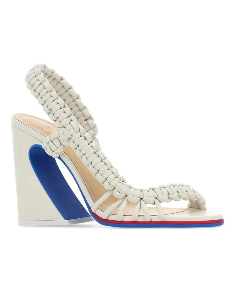 Fendi Women's White Leather  Arc Sandals Artiq.whit+rosso Blu Sandali White