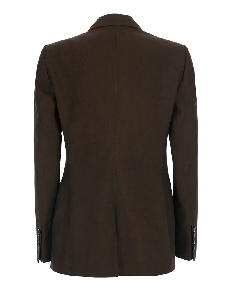 PT TORINO Women's Light Jacket Romy Brown Linen Blend Blazers Brown